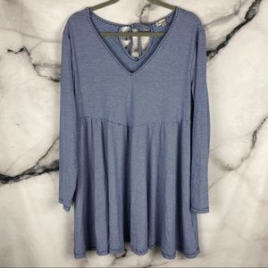 Blue & White Striped Babydoll Dress